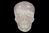 Realistic, Polished Brazilian Rose Quartz Crystal Skull #151075-1